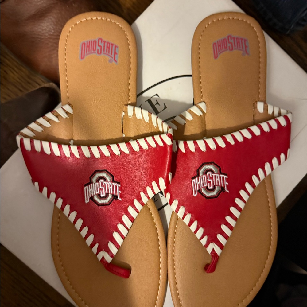 Ohio State Red and Tan Sandals